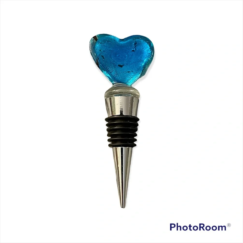 Murano Glass Heart Wine Stopper